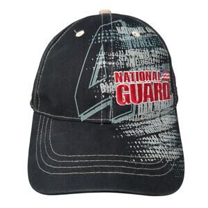 National Guard Racing U.S. Flag Strapback Baseball Cap Black One Size Adjustable
